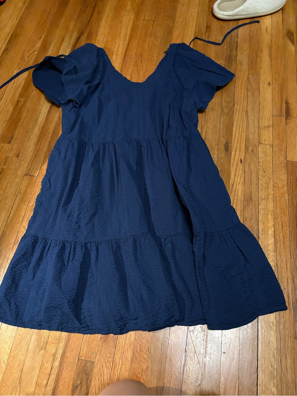 Sonoma Navy Blue Puff-Sleeve Tiered Dress for Women